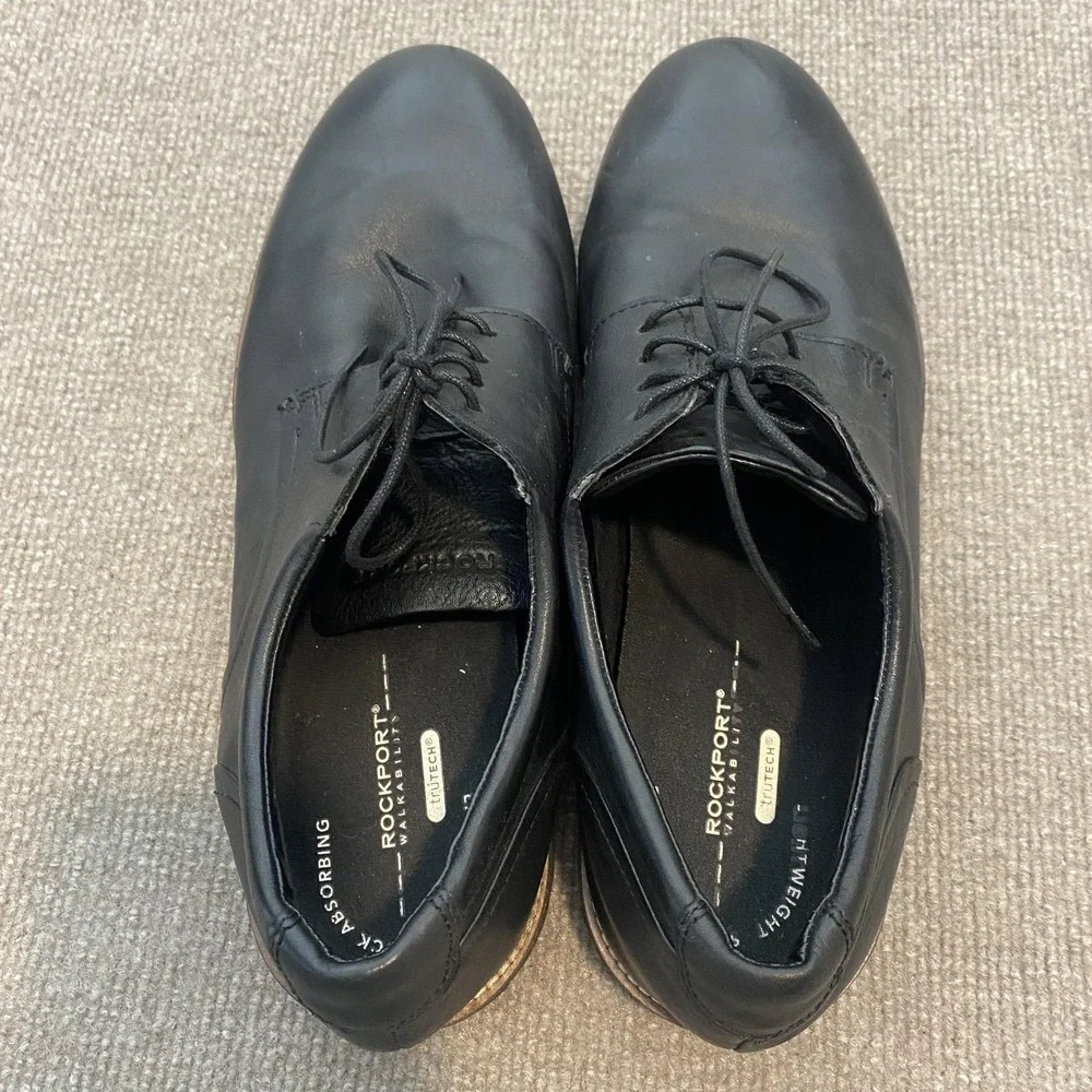 Rockport Shoes Mens Size 11 M Black Leather Derby Dress Comfort TruTECH V74248
